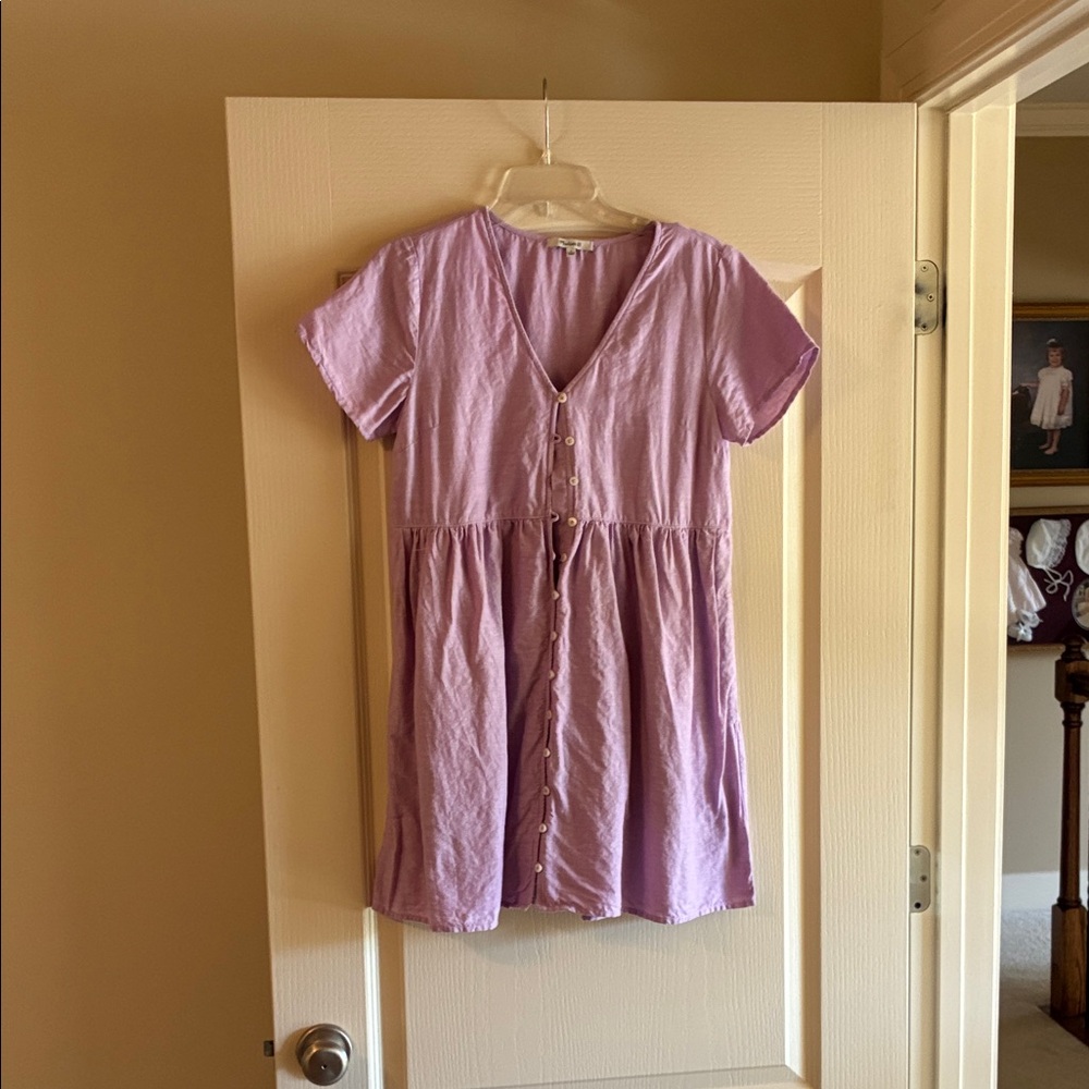 Madewell Lavender Linen Mini Dress Rarely Worn
